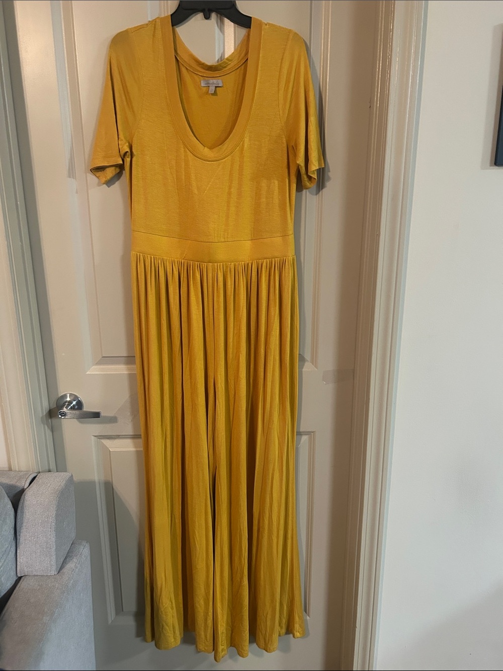 Wonderly Mustard Yellow Scoop-Neck Maxi Dress
